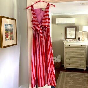 Anthropologie BHLDN Madeline Sleeveless V-Neck Cutout A-Line Taffeta Midi Dress